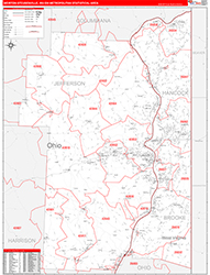 Weirton-Steubenville Metro Area Wall Map Red Line Style 2026